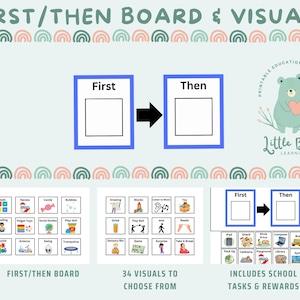 First/Then Board With Visual Cards; Autism, Special Education, Daily Living Skills, Special Needs, Communication, Speech Therapy, Behavior