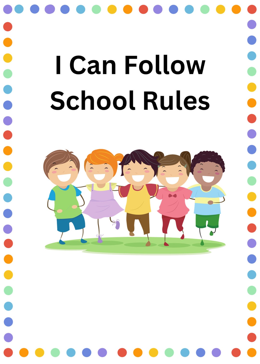 I Can Follow School Rules Social Story for Children, Digital Download