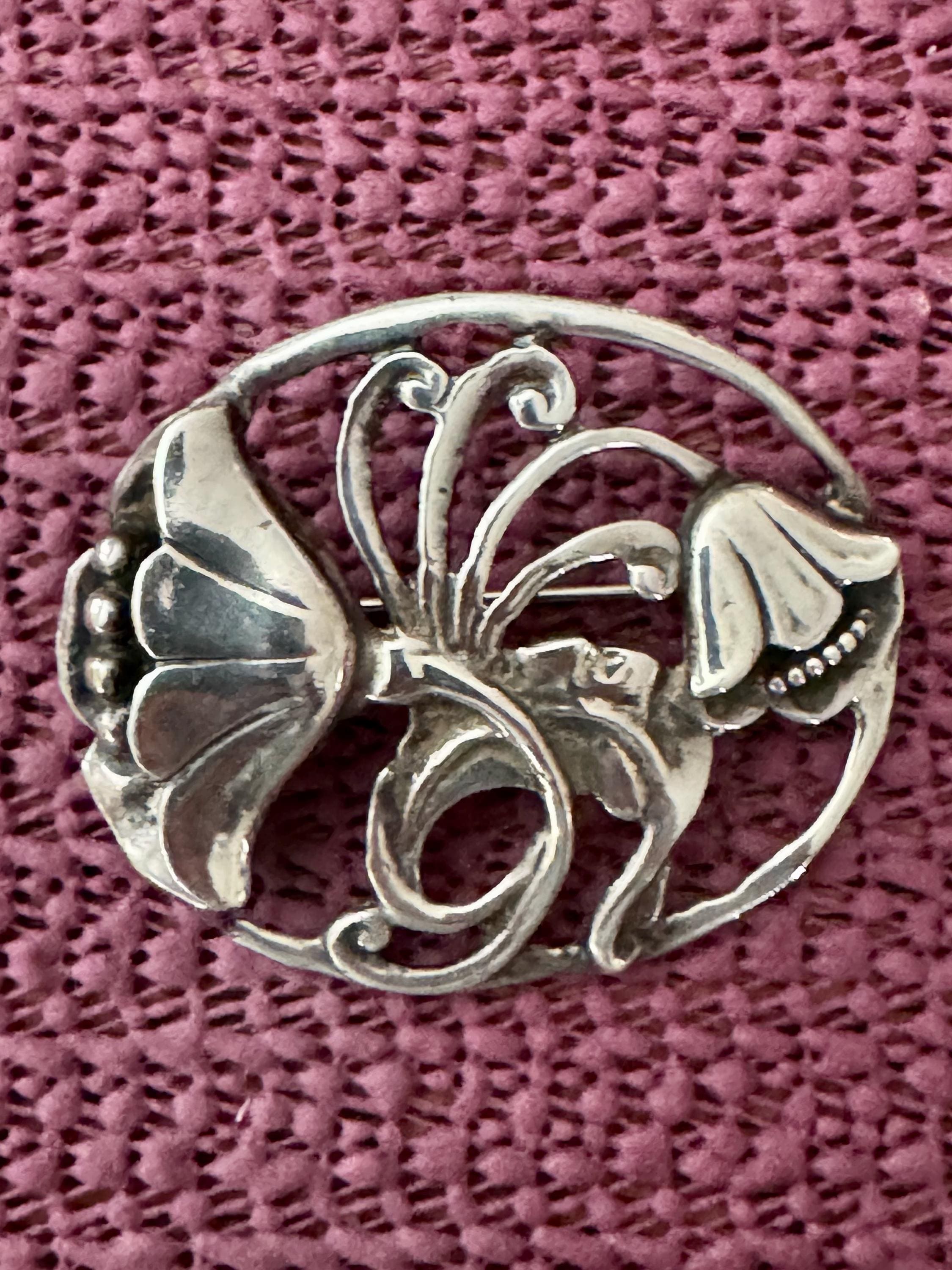 花柄ブローチピンペンダント3次元刻印スターリングキャップ2