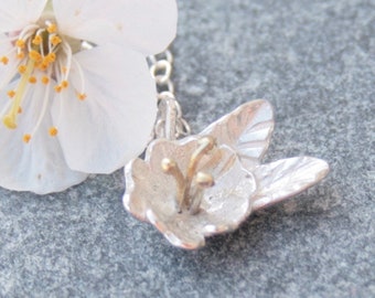 Sterling silver cherry blossom necklace, silver flower necklace, flower girl jewellery, summer outfit necklace, sterling silver gift for her