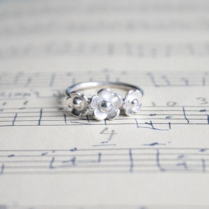 Dainty Sterling Silver Flower Ring: Handmade Botanical Jewelry