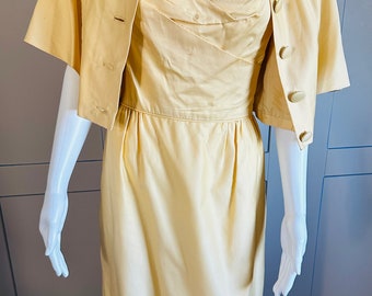 Vintage 1950s Ceil Chapman Yellow 2 Piece Dress set