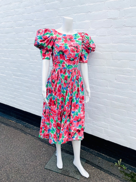 Vintage 1980s Floral Dress by Victor Costa - Etsy