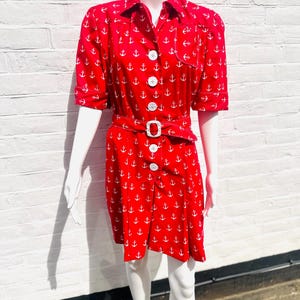 Dolly Does Vintage handmade 1940s Red/white Anchor print Playsuit
