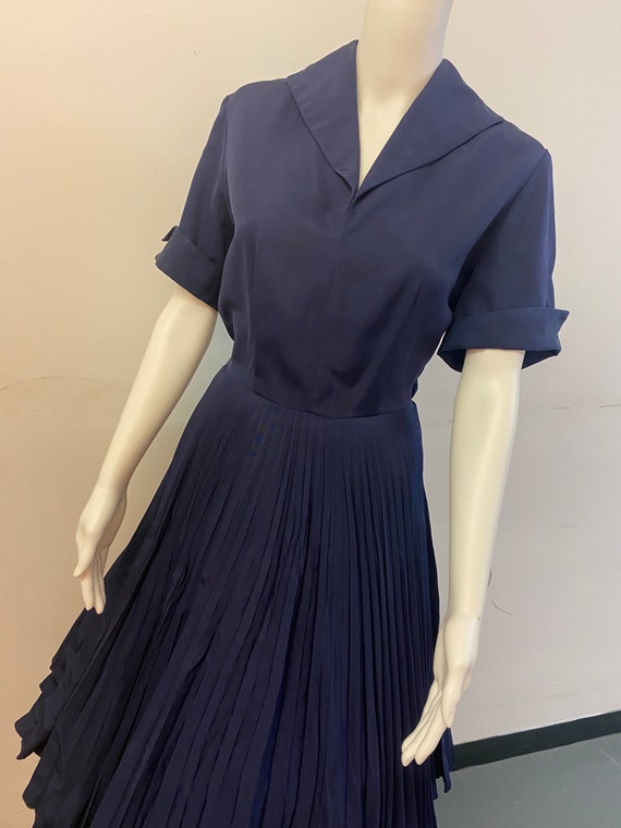 1950'S NAVY SWING DRESS - image 2