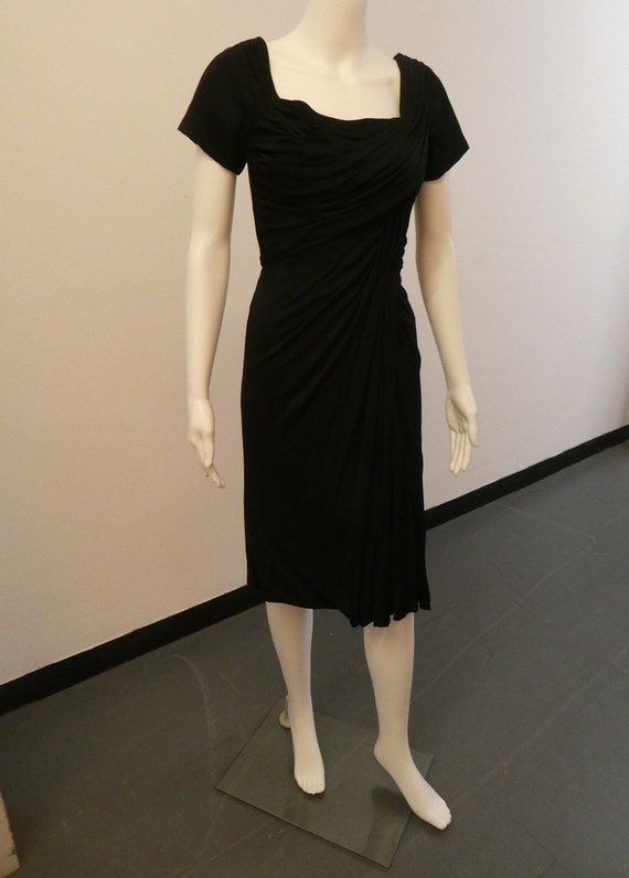 1950'S CEIL CHAPMAN Black Wiggle Dress