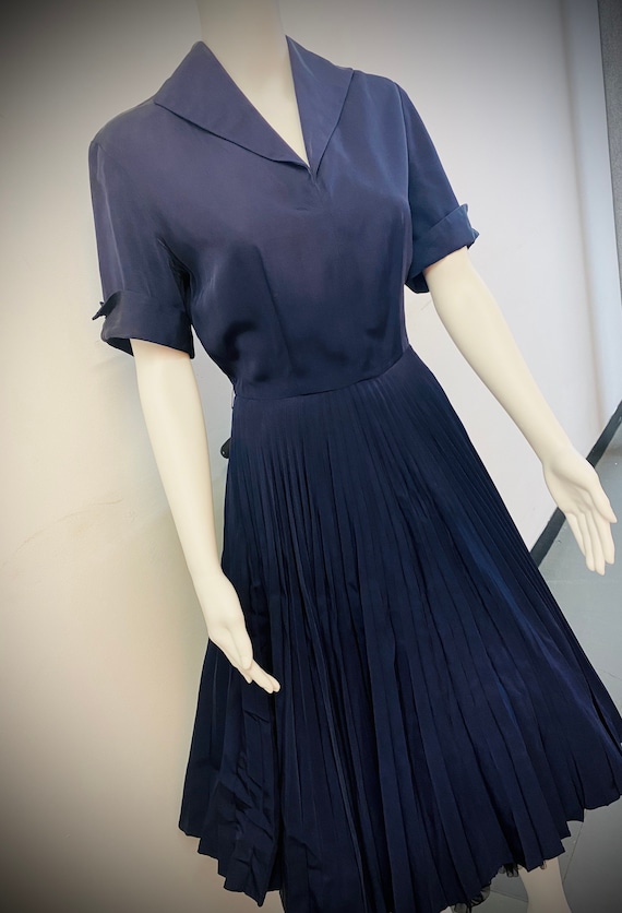 1950'S NAVY SWING DRESS - image 1