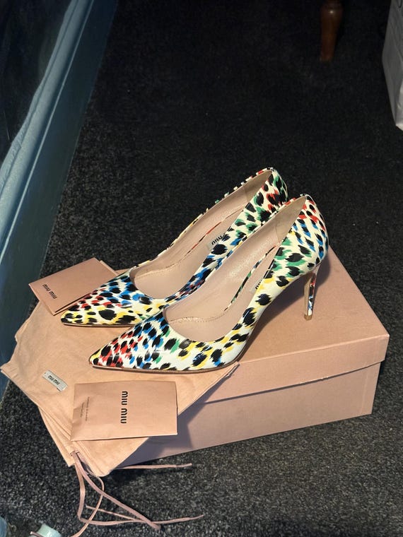 Miu Miu high heeled multicoloured leopard print s… - image 8