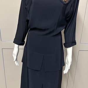 1940s Navy Dress with Badge Detail