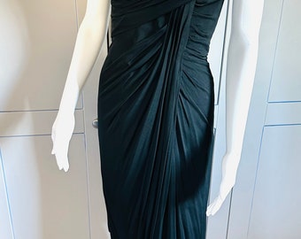 Vintage 1950s Iconic Ceil Chapman Black Jersey Drape Dress