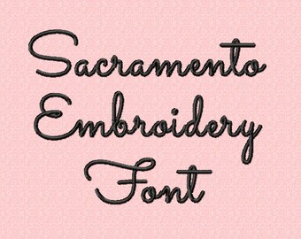 1 Inch - Sacramento Embroidery Font - INSTANT DOWNLOAD - Capitals Lowercase Numbers Punctuation - Cursive Script Font