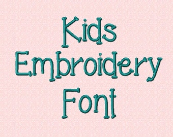 1 Inch - Kids Embroidery Font - INSTANT DOWNLOAD - Capitals Lowercase Numbers