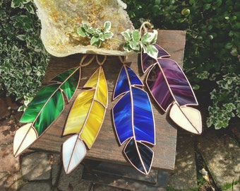 Medium Handmade Stained Glass Feather