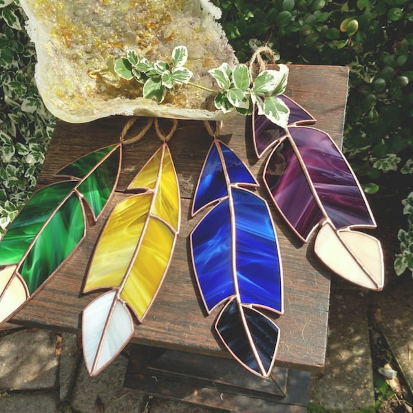 Medium Handmade Stained Glass Feather