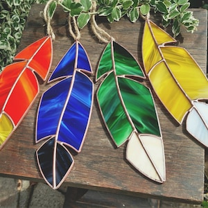 Medium Handmade Stained Glass Feather image 2
