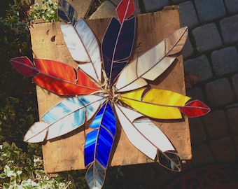 Large Handmade Stained Glass Feather