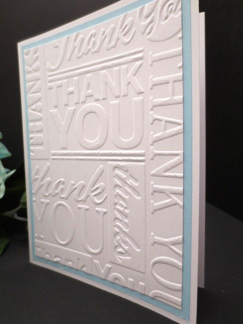 4 Thank You Embossed Card Set : You Choose the COLOR and | Etsy