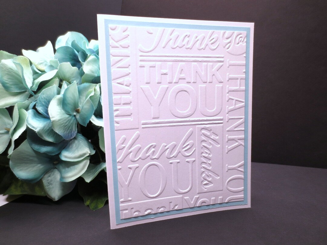 4 Thank You Embossed Card Set : You Choose the COLOR and INSIDE ...