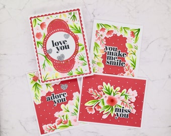 Sweet Floral Card SET of 4 Cards: Stampin Up, 4 Different Occasions, Cheerful Spring Cards for any Occasion