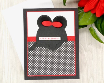 Minnie Mouse Card: Handmade Disney Card, Minnie with Bow