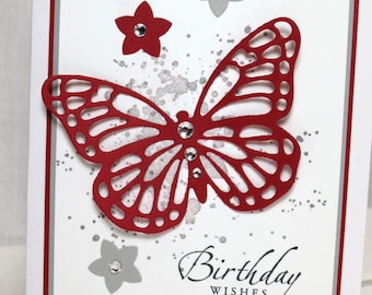 Handmade Birthday Card: Stampin Up, Happy Birthday, Butterfly, Sentiment Inside