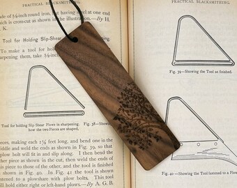 Walnut bookmark with Yggdrasil