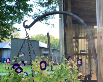 Hand forged hanging basket hook