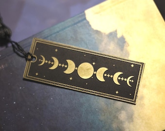 Etched Brass Moon Phase Celestial Bookmark