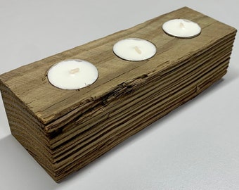 Reclaimed wood tea light holder