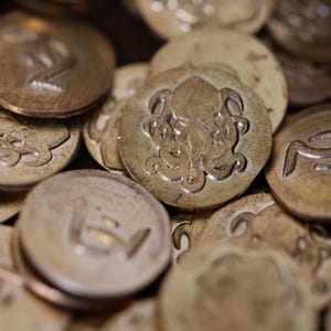 Hand Stamped Bronze Cthulhu Coins