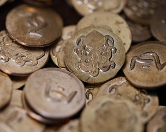 Hand Stamped Bronze Cthulhu Coins