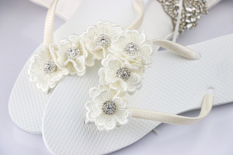 Bridal Flip Flops Bridal Sandalswedding Flip Flops Etsy