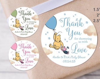 Winnie the Pooh Baby Shower Stickers Printed, Baby Shower Favors, Baby Shower Thank You, Boy, Girl, Gender Neutral, Pink, Green, Blue, 1W