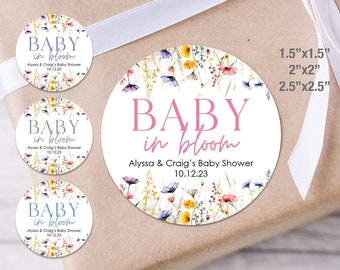 Baby in Bloom Baby Shower Favor Sticker, Baby in Bloom Baby Shower Favor Stickers, Wildflower Baby Shower Labels, Boy, Girl, Unisex, 4G