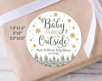 Baby It's Cold Outside Baby Shower Stickers Printed, Winter Baby Shower Stickers, Gender Neutral, Boy, Snowflake Baby Shower, 2S