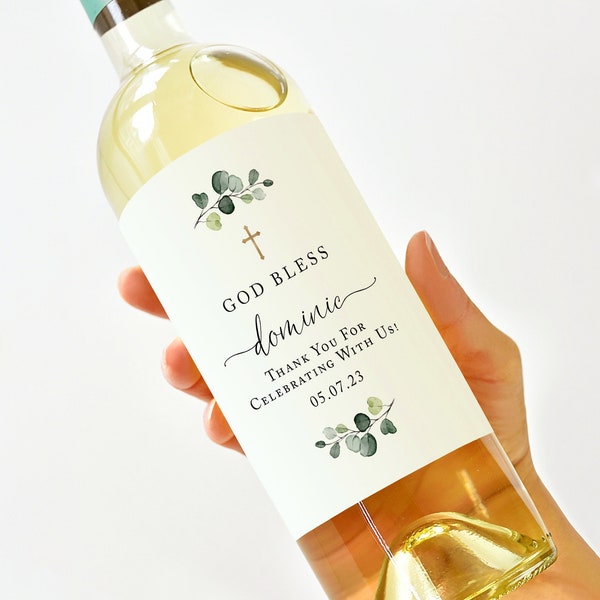Baptism Wine Label Etsy