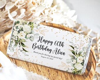 Birthday Hershey's Chocolate Bar Wrappers Printed, 50th Birthday Favors, 60th Birthday Candy Wrappers, 70th, 80th, 90th, 40th, 30th