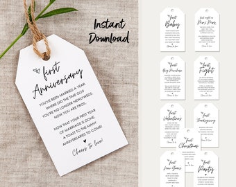 Marriage Milestone Wine Bottle Gift Tags, Instant Download, Printable, Wedding Gift, Wedding Ideas, Bridal Shower, Bachelorette Party, 1M
