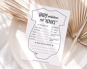 Baby Predictions and Advice Baby Shower Game Printable, Instant Download, Boy, Girl, Gender Neutral, Unisex, Advice For The Parents, 3H