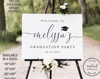 Editable Graduation Party Welcome Sign Template, Graduation Welcome Poster, Instant Download, Senior, Printable, Graduation Celebration, 7S