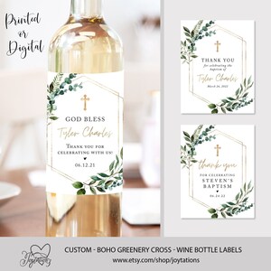 Boho Rose Baptism Wine Labels Avery Label Peach Floral - Etsy