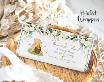 Winnie the Pooh Greenery Baby Shower Hershey&#39;s Chocolate Bar Wrappers Printed, Disney Party Favors, Thank You, Gender Neutral, Boy or Girl