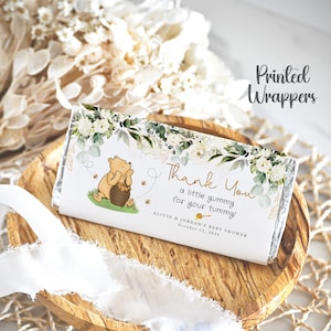 Winnie the Pooh Greenery Baby Shower Hershey's Chocolate Bar Wrappers Printed, Disney Party Favors, Thank You, Gender Neutral, Boy or Girl