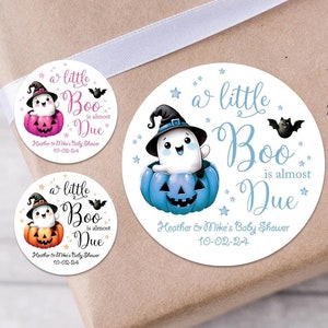 A Little Boo Is Almost Due Baby Shower Favors Sticker Printed, Cute Halloween Baby Shower Labels, Ghost Favor Label, Fall Theme Baby Shower
