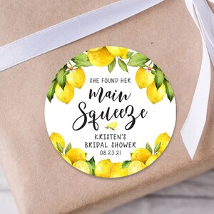 Custom Lemon Stickers Printed, Bridal Shower, She Found Her Main Squeeze, Thank You Sticker, Favor Sticker, 3L