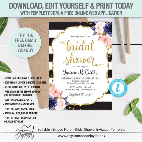 Diy Wedding Editable Text African American Bridal Shower