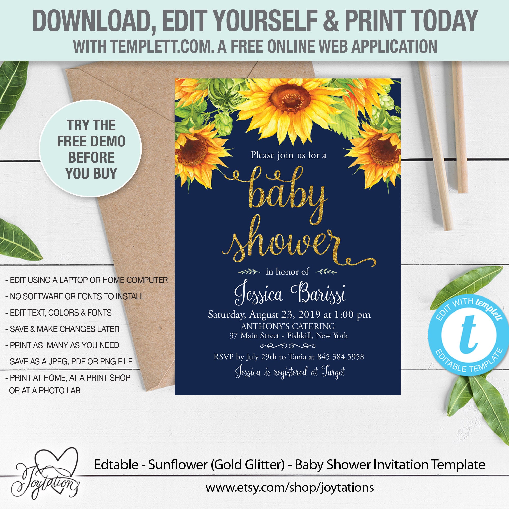 Matching Sunflower Baby Shower Invitation Instant Download Set of 6 Printable Baby Shower Games INSTANT DOWNLOAD