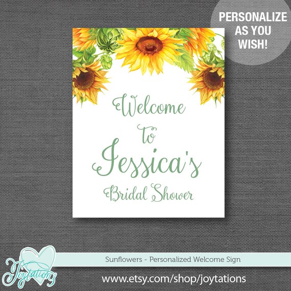 Sunflowers Bridal Shower Welcome Sign Personalized, Yellow, Bridal Shower Sign, Printable, Bridal ShowerDecor, Wedding, 40S Il_570xn