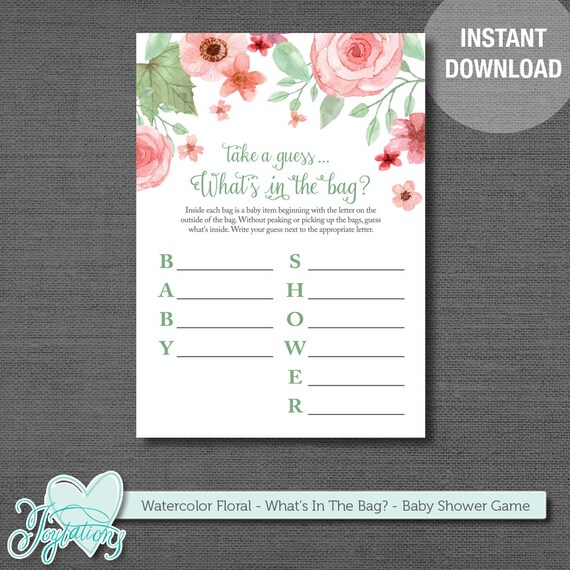 Items similar to What's In The Bag Baby Shower Game, Printable Baby