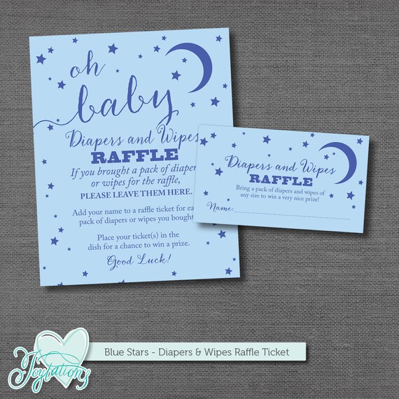 Blue Stars Diapers And Wipes Raffle Ticket Insert Sign Baby Blue Stars Diapers And Wipes Raffle Ticket Insert Sign Baby Shower Game Printable Instant Boy Moon Le 1s